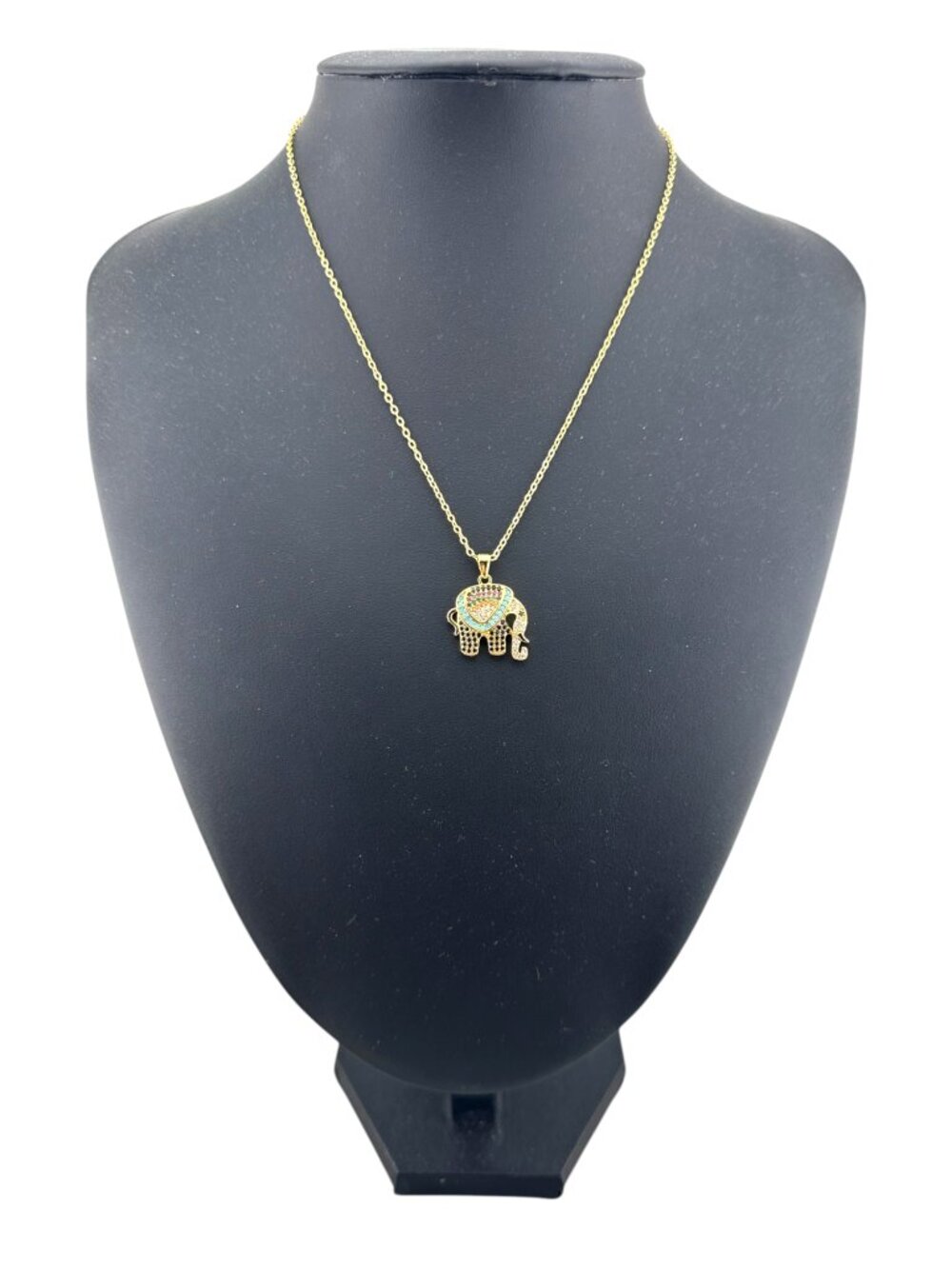 Colorful CZ Elephant Necklace 18K Gold Filled Pendant GF Chain 16-18" - Picture 8 of 13